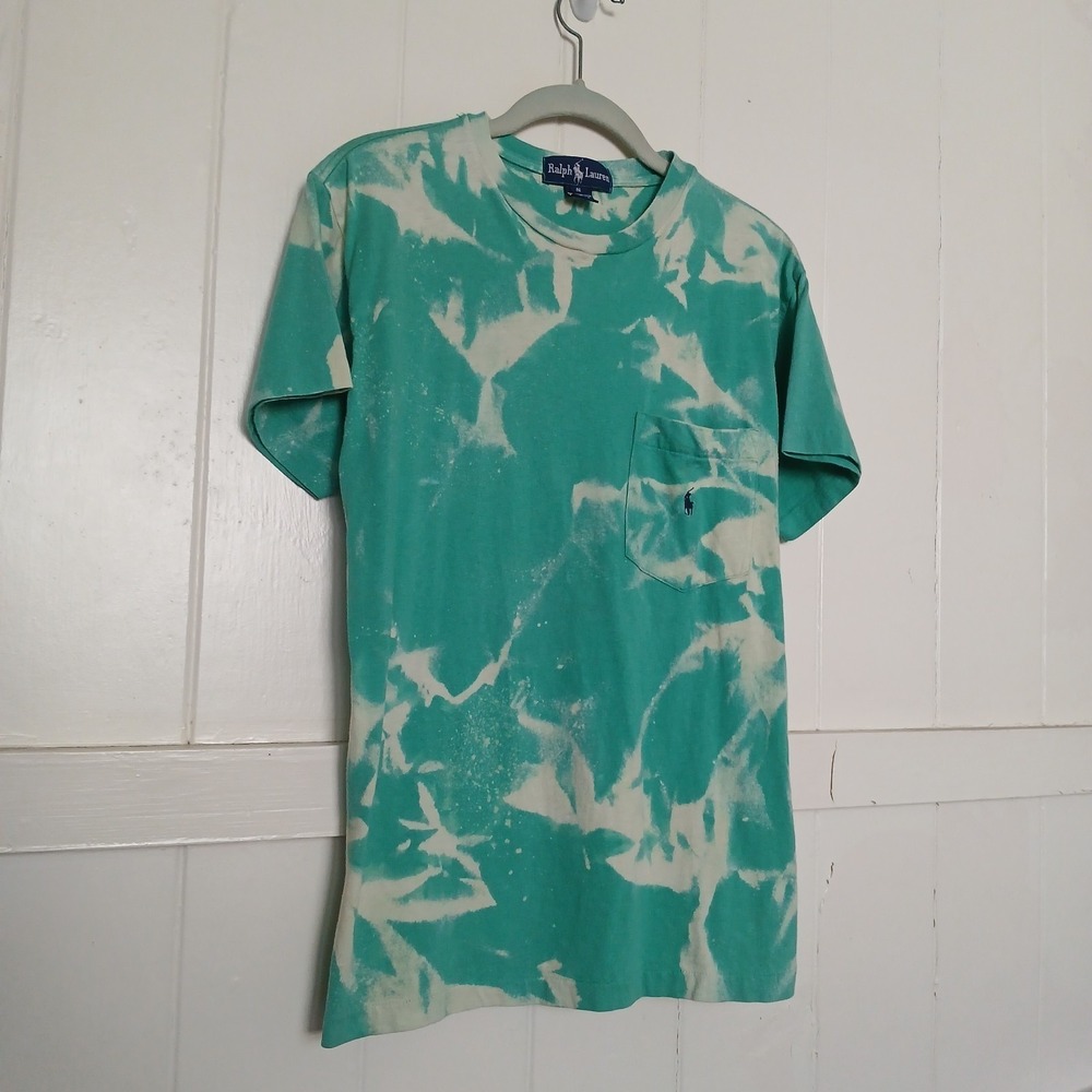 Vintage Polo Ralph Lauren Single Stitch T-Shirt Men's Small Pocket Pony SS Green - Picture 6 of 13